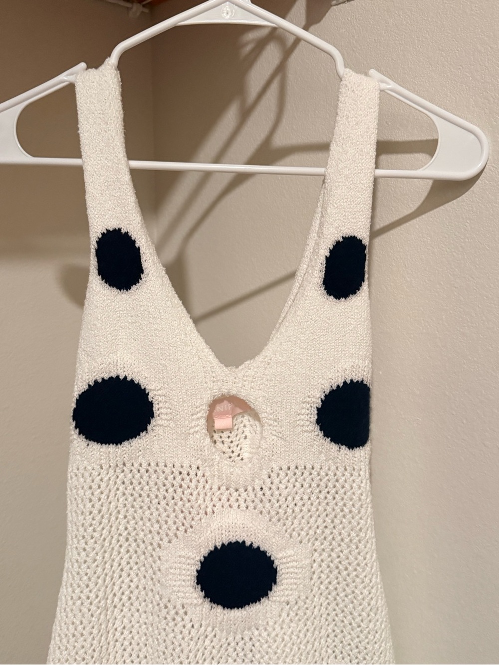 Hanifa Harper III White Knit Maxi Dress with Black Polka Dots - Picture 7 of 13